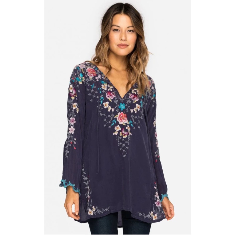 Johnny Was Butterfly Winter Blouse in Gravel Blue Size XS‎ Floral